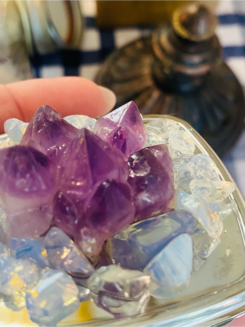 Amethyst Crystal Compact Mirror in Purple and Blue - Picture 9 of 9